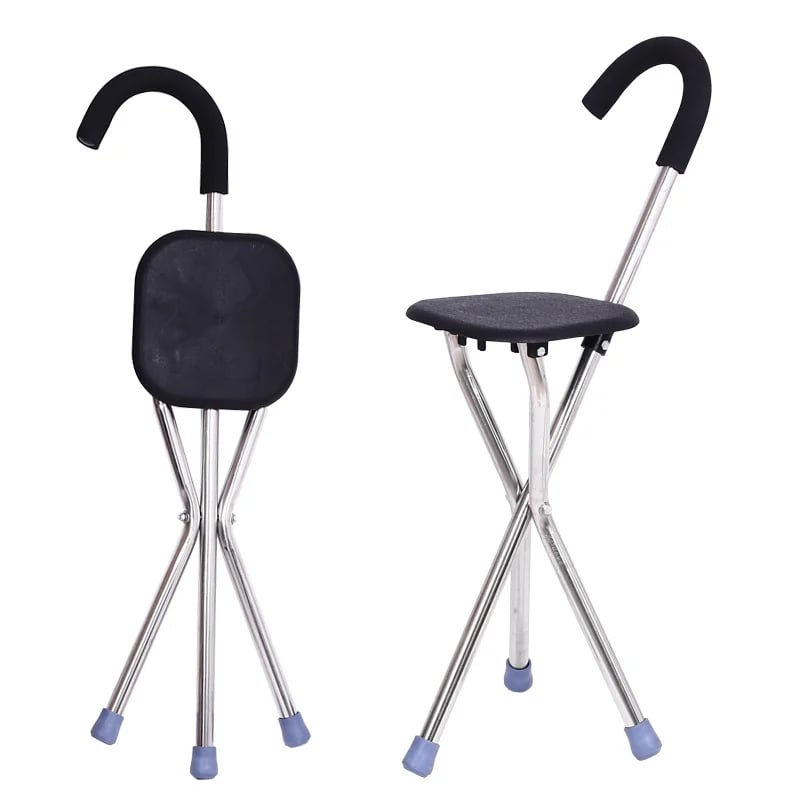 German Elderly Crutch Stool Black