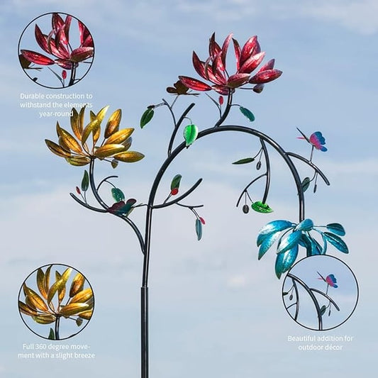 Beautiful Summer Multi Colored Flowers Wind Spinner