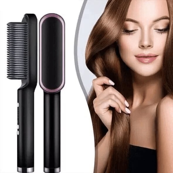 2 In 1 Negative Ion Hair Straightener Styling Comb Black / United Kingdom