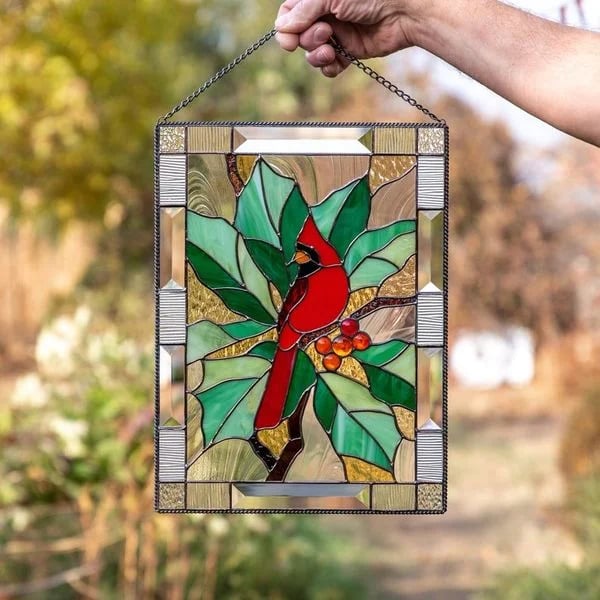 Cardinal Stained Window Panel