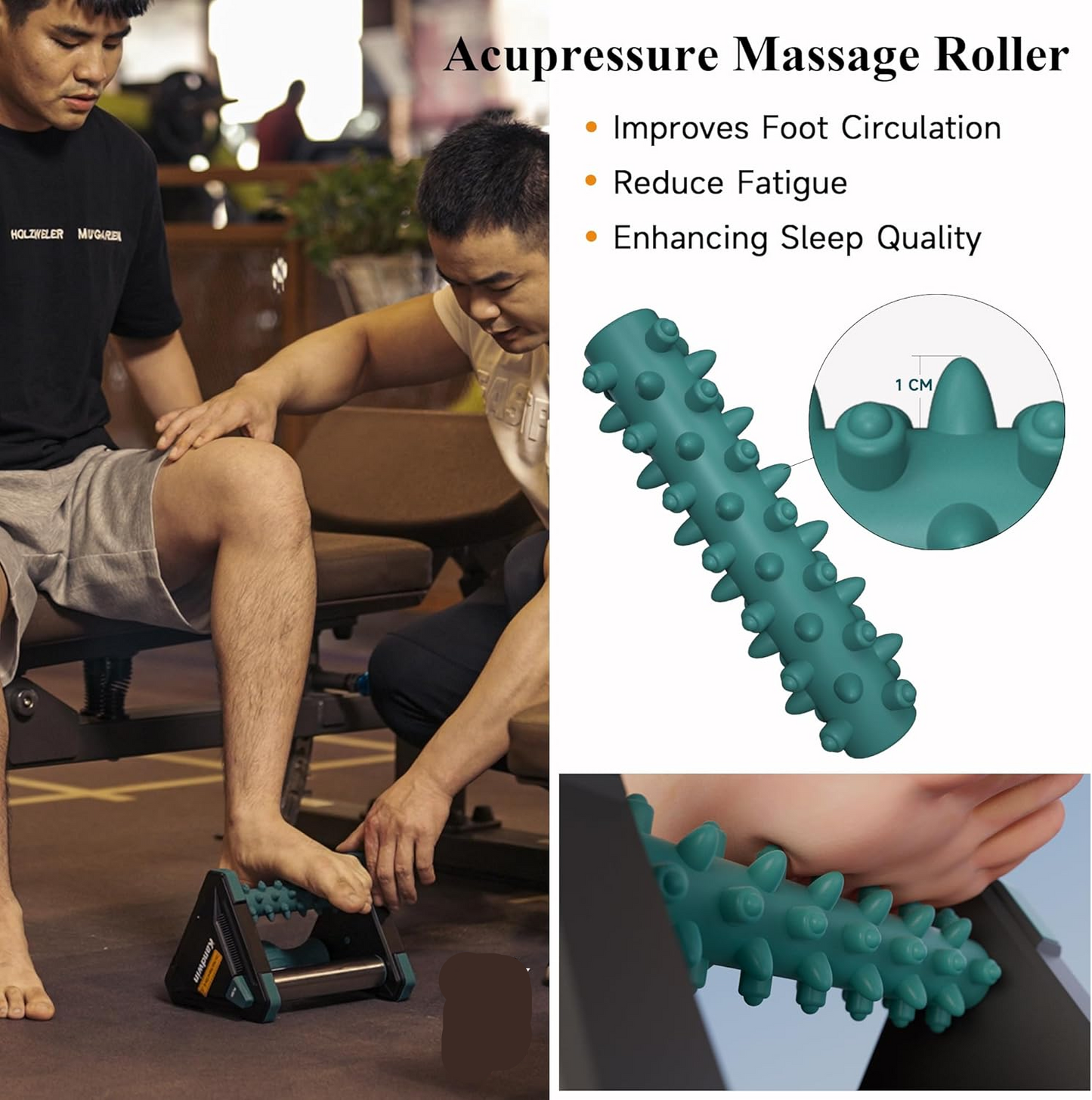 Foot Rocker Stretcher with Textured Grip Surface and Arch Massage Ridges