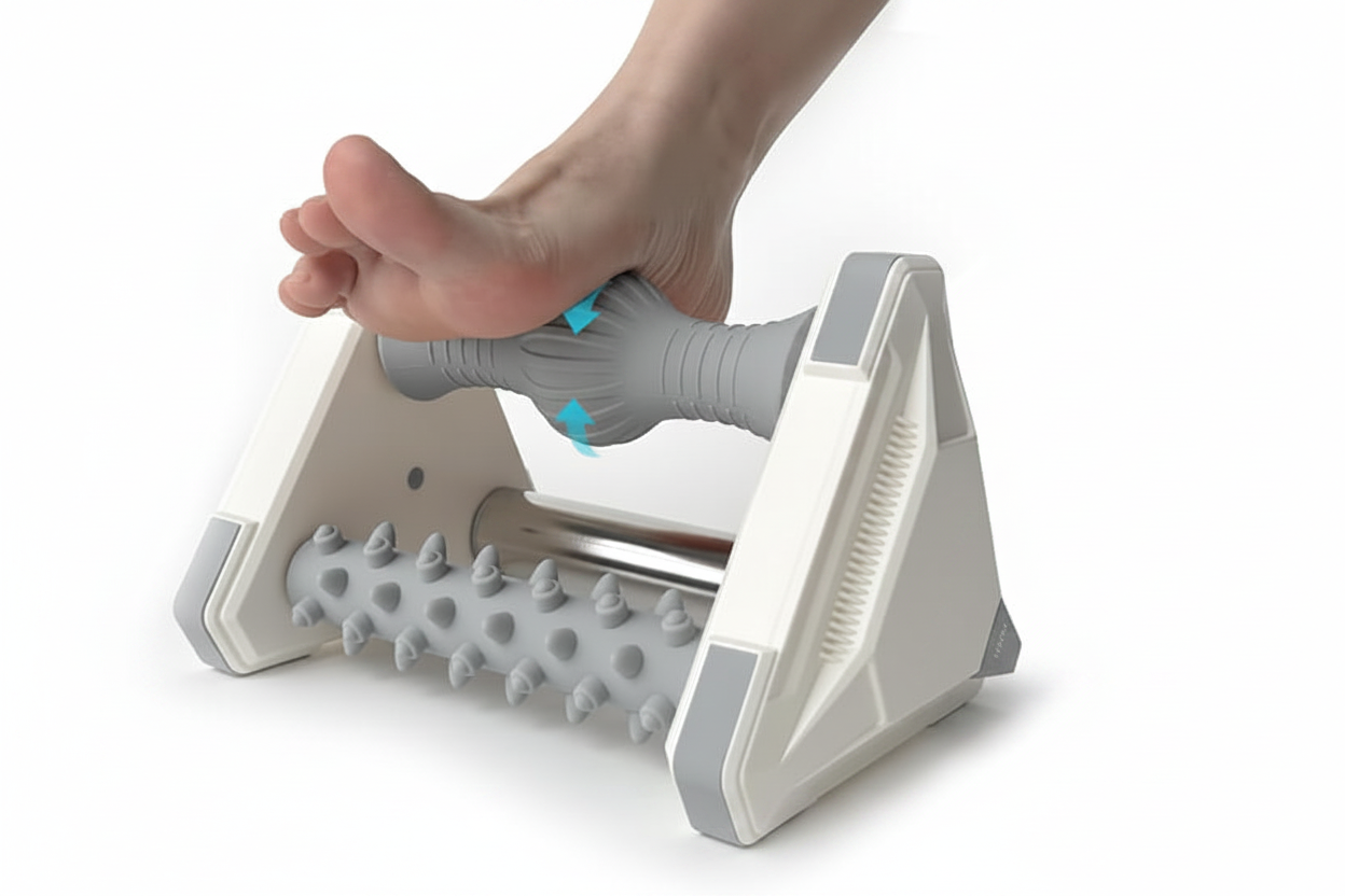 Foot Rocker Stretcher with Textured Grip Surface and Arch Massage Ridges