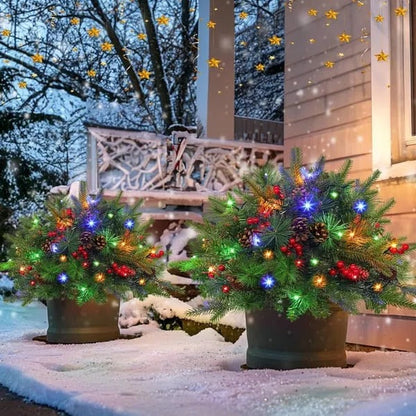 LED Holiday Spray with 35 Warm White Lights and Tripod Stake for Urns