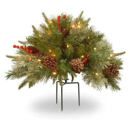 LED Holiday Spray with 35 Warm White Lights and Tripod Stake for Urns