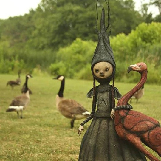 Witch Character Sculpture for Indoor Tabletop Display and Seasonal Decor