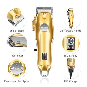 Hair Clipper Set with Outliner Trimmer and Foil Shaver, Cordless Rechargeable