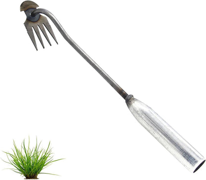 Standing Weed Puller with Four Steel Teeth and Extended Handle