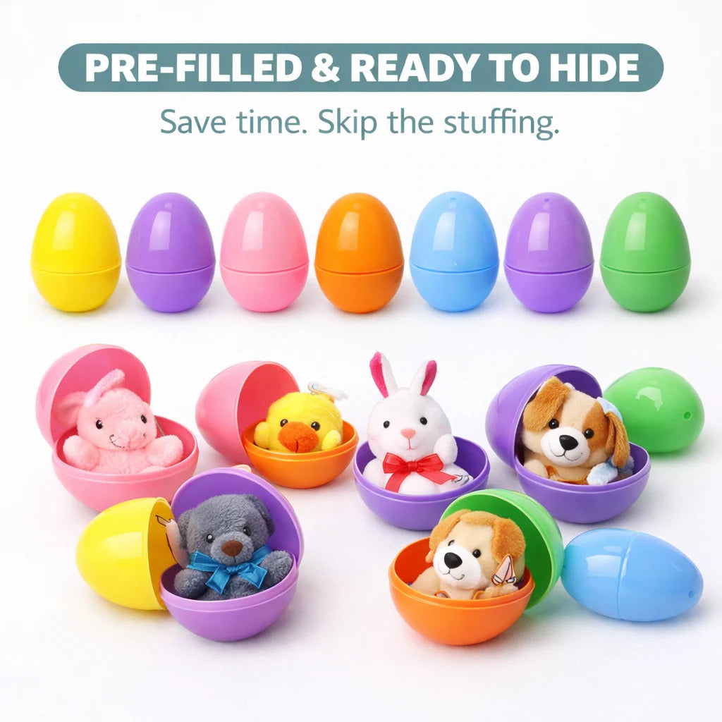12/24/36 Pcs Prefilled Easter Eggs, Filled with Plush Animal Toys