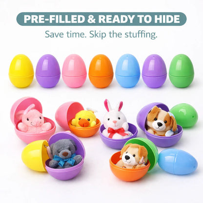 12/24/36 Pcs Prefilled Easter Eggs, Filled with Plush Animal Toys