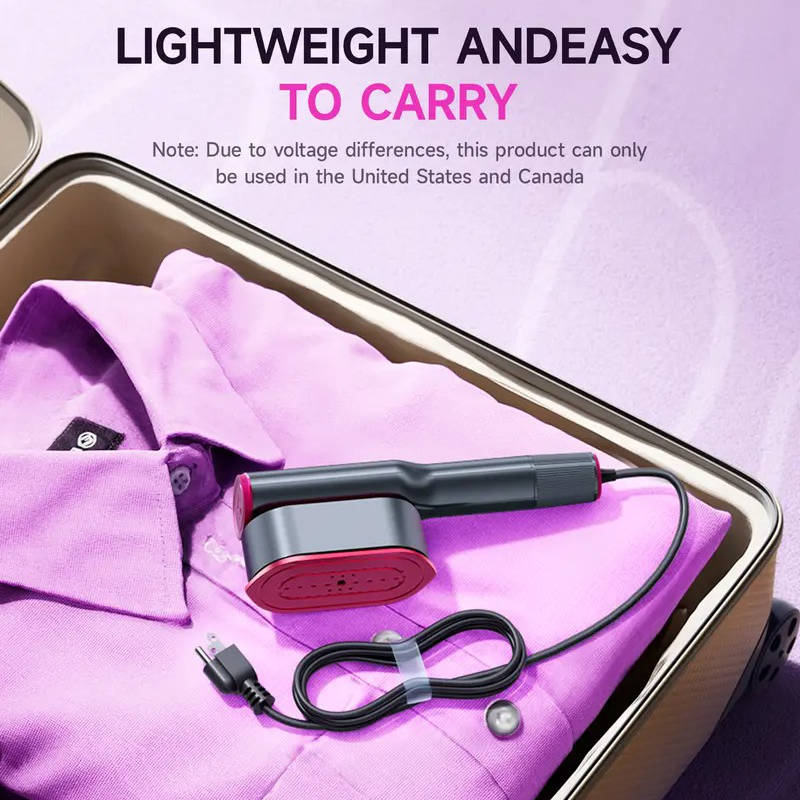 Handheld Garment Steamer with 90 Degree Rotating Head and Seven Fabric Settings