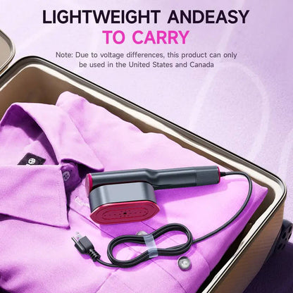 Handheld Garment Steamer with 90 Degree Rotating Head and Seven Fabric Settings