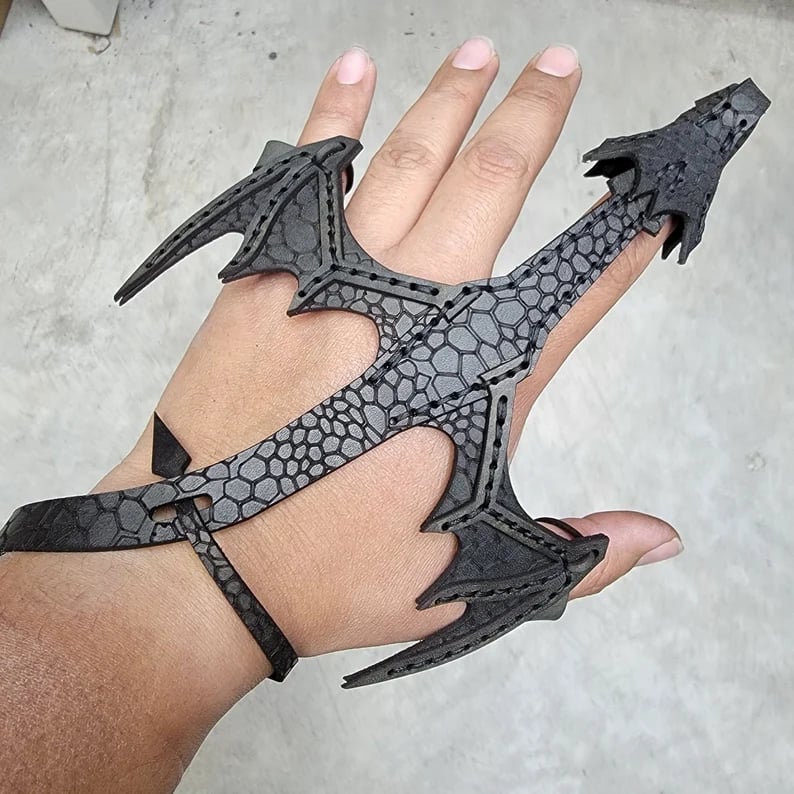 Leather Hand Dragon Bracelet Black / The Left Hand