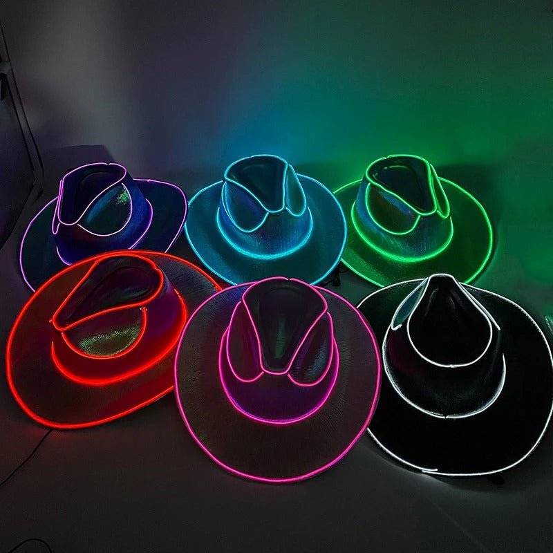 Led Cowboy Hat - Glowing Light Bar Cap Bachelorette Party Supplies