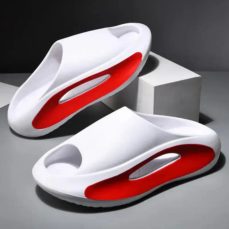 The Eclipse Slip Ons White + Red / 6