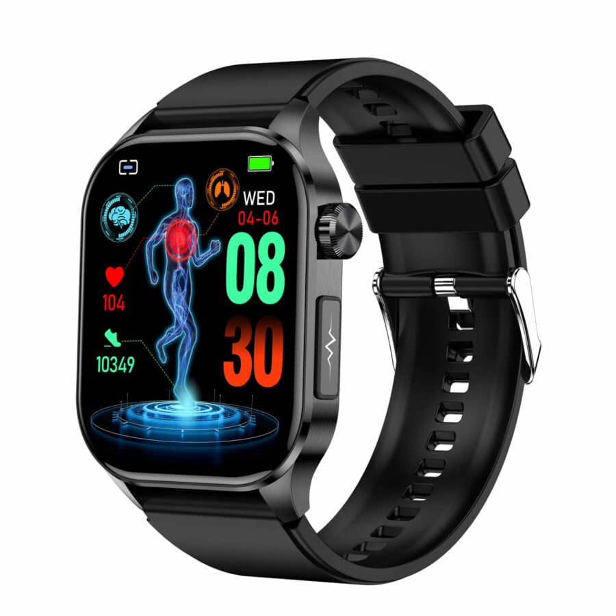 Ecg Blood Sugar Pressure Call Intelligent Health Management Smart Watch Black