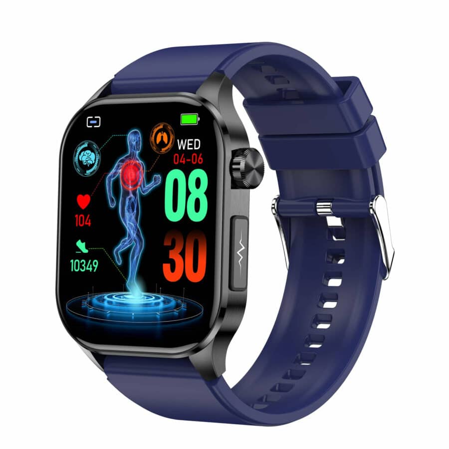 Ecg Blood Sugar Pressure Call Intelligent Health Management Smart Watch Blue